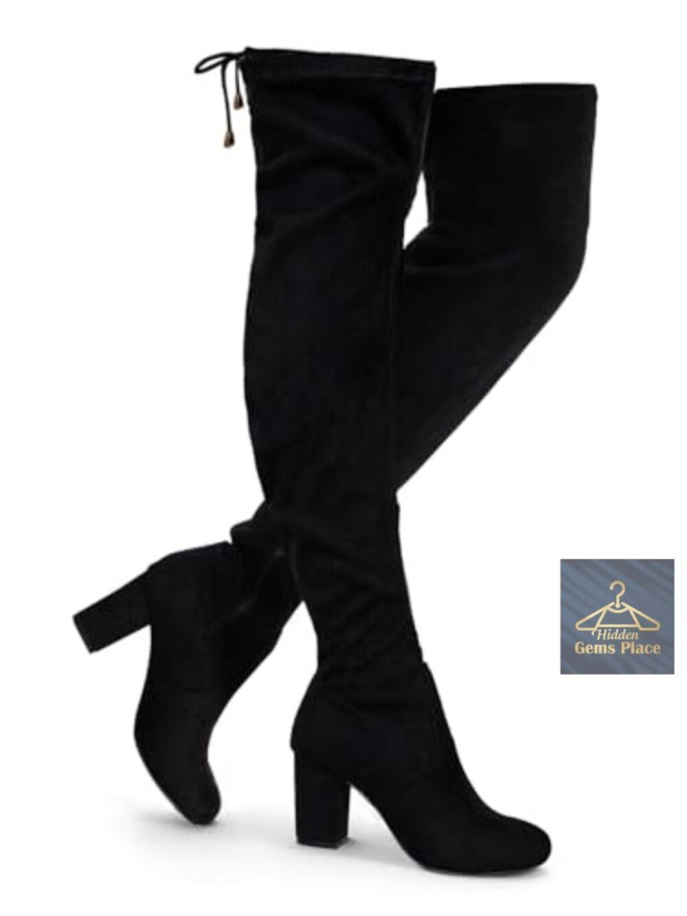 Women's Thigh High Suede Boots Over the Knee Chunky Heel Zip